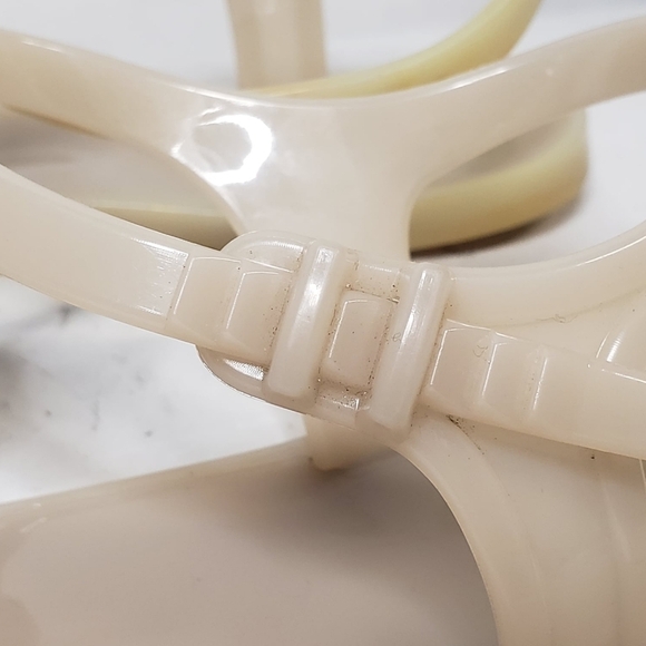 Chanel Camelia Rubber Flat Slingback Sandals SZ 36 Beige - Picture 11 of 16